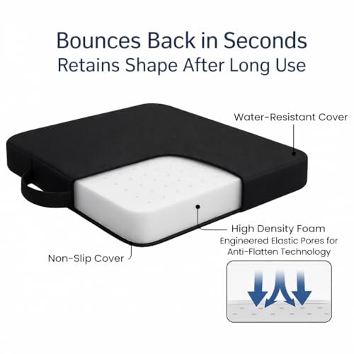 Extra Thick Stadium Seat Cushion – Waterproof 2.8" Bleacher Classic Black