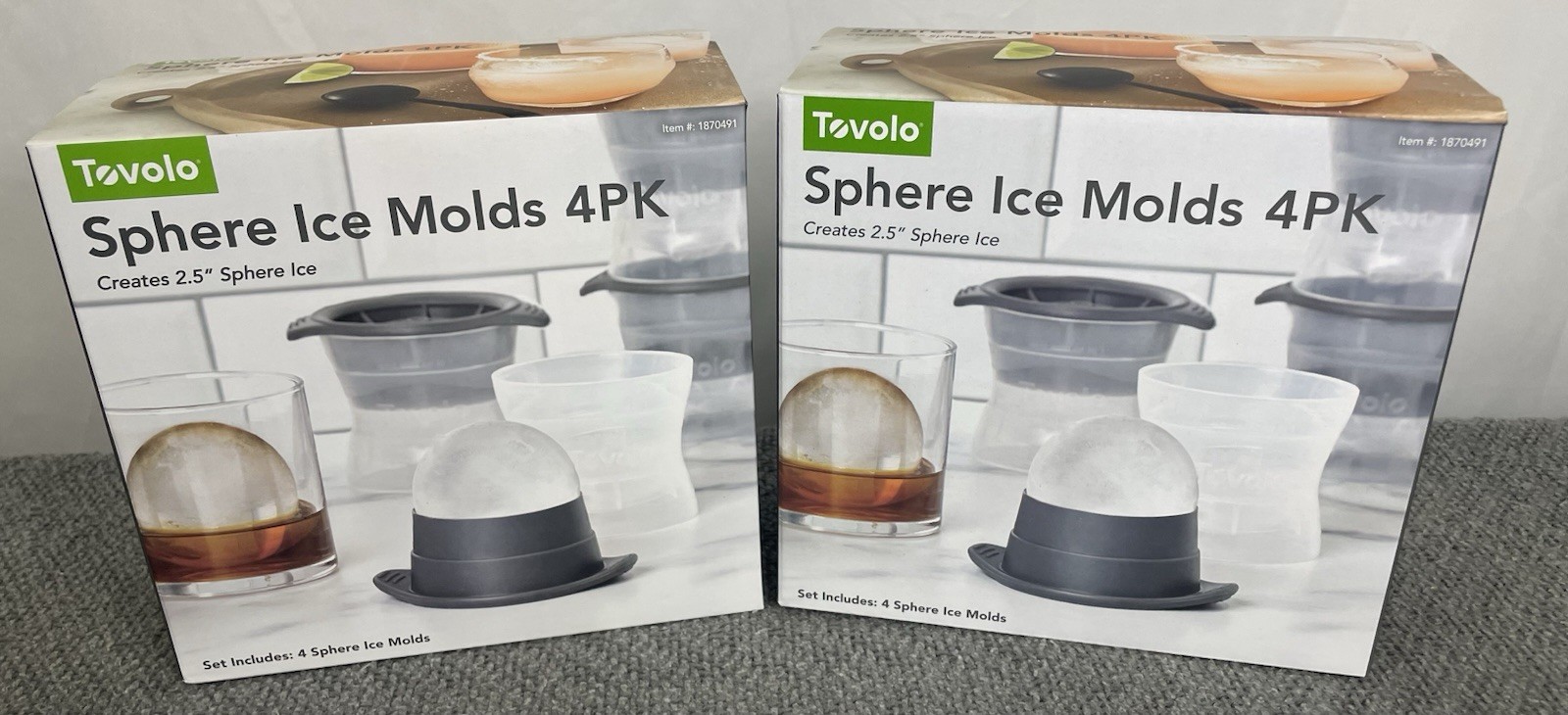 TOVOLO Lot of 2 Boxes Sphere Ice Molds 4 Packs (8 Total Ice Molds) New In Box