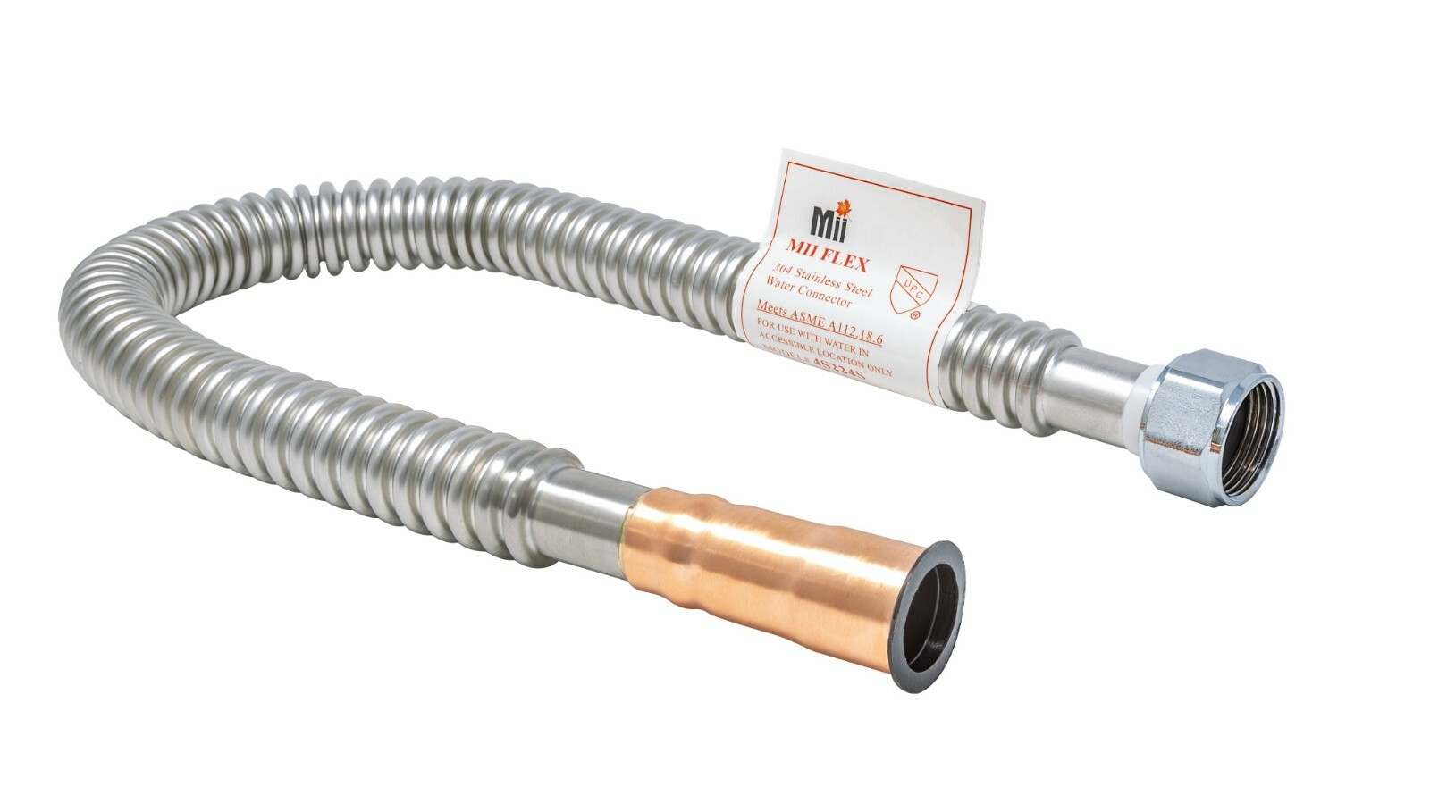 3/4 inch FIP x 3/4 inch Copper, 18 inch Length Corrugated Water Heater Connector