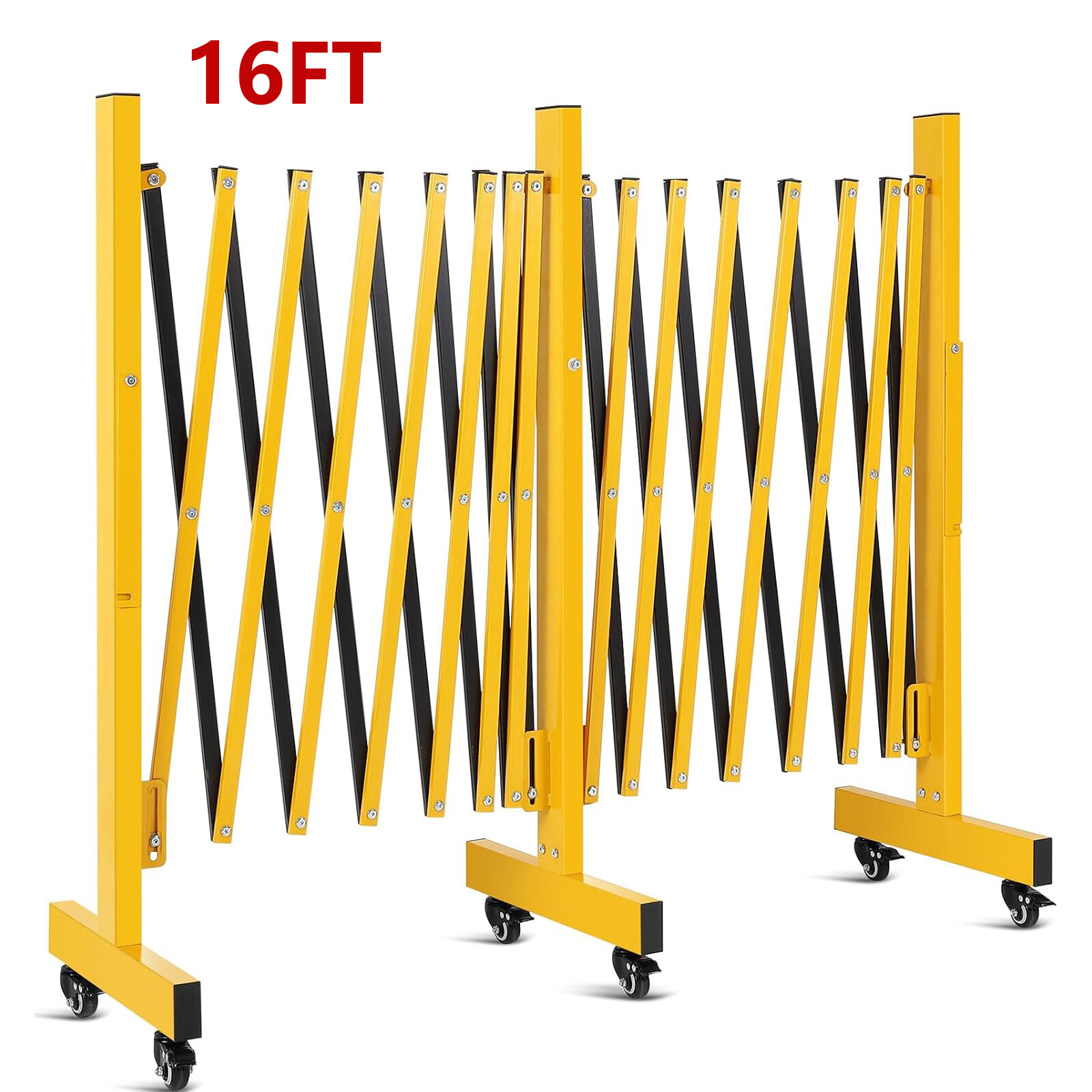 16FT Expandable Barricade Gate Outdoor Fold Safety Barrier Gate Portable Fence