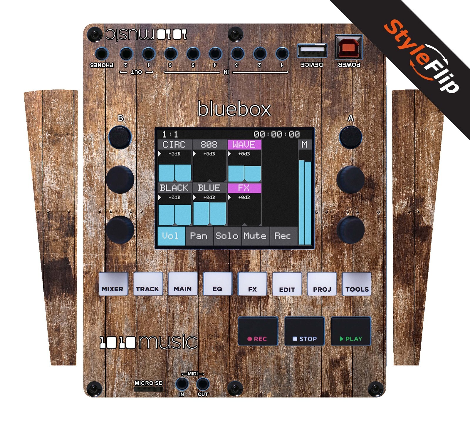 1010 Music Bluebox Skins | Wood 1 | Protective Decal | StyleFlip Skins