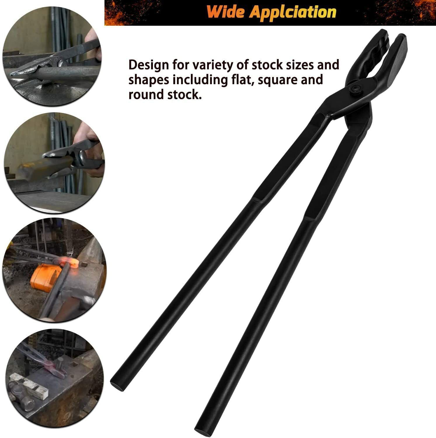 Beginner Blacksmith Wolf Jaw Tongs Bladesmith Knife Making Forge Tongs 15 in