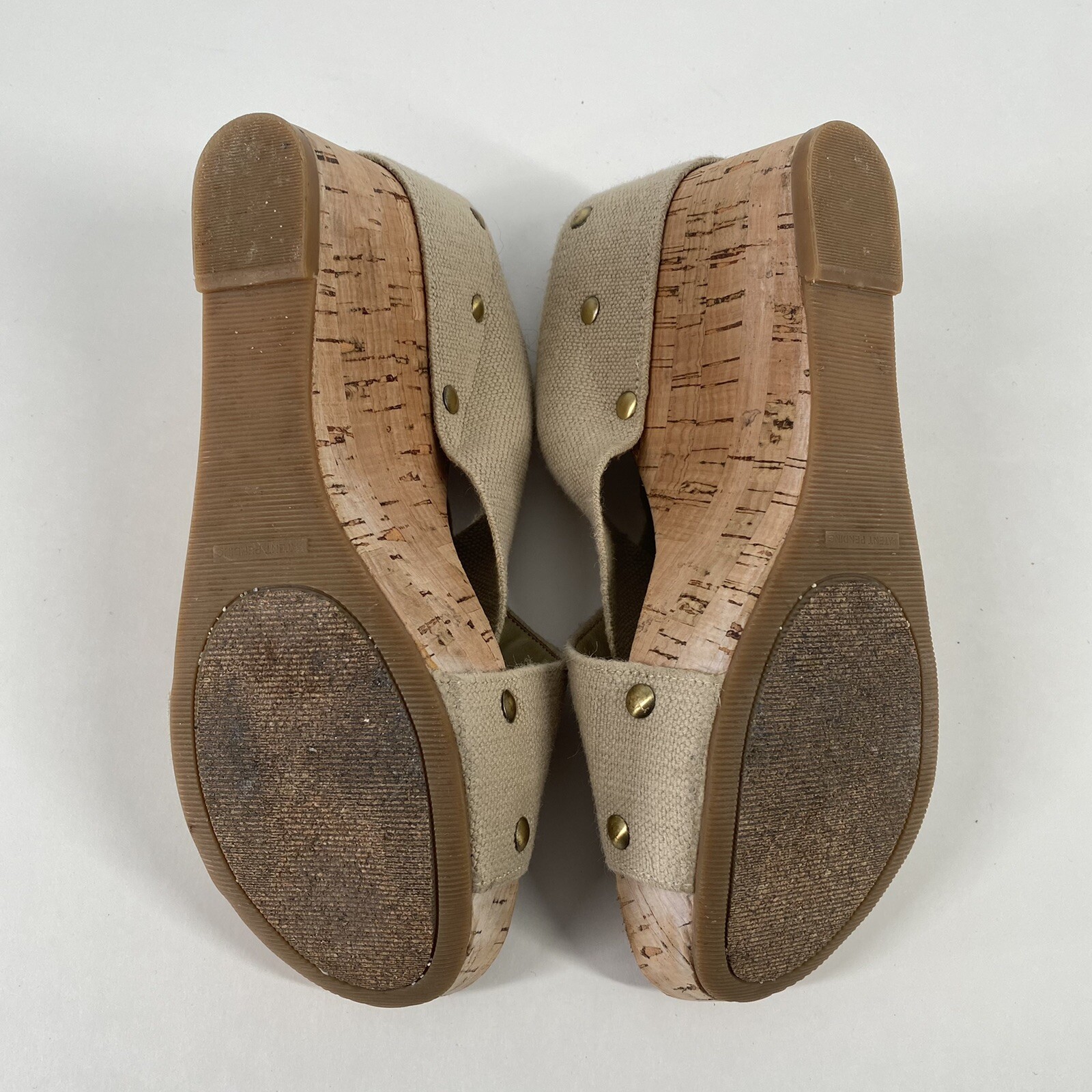Lucky Brand Womens Beige Cross Over Strap Miller Cork Wedge Sandals Size 7M