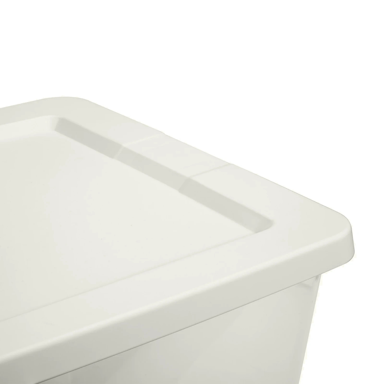 Sterilite 58 Quart Clear Plastic Storage Bin with Snap-On Lid, White, 8 Count