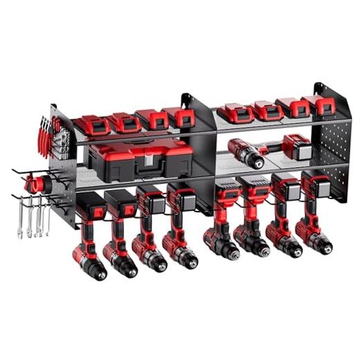 2-in-1 Power Tool Organizer Wall Mount, 3-Layer Drill 3 Layer-(2-IN-1) Black