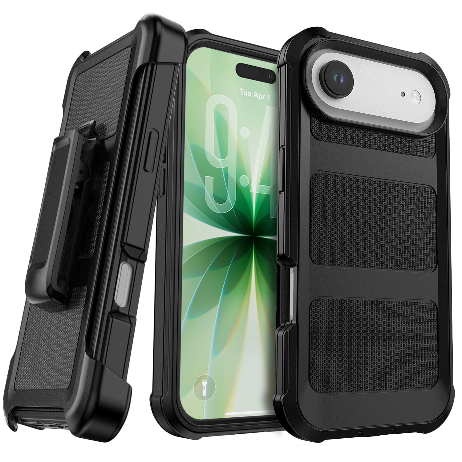 For iPhone 17 Air 17e Case & Belt Clip Holster 360°Rotating Kickstand Heavy Duty