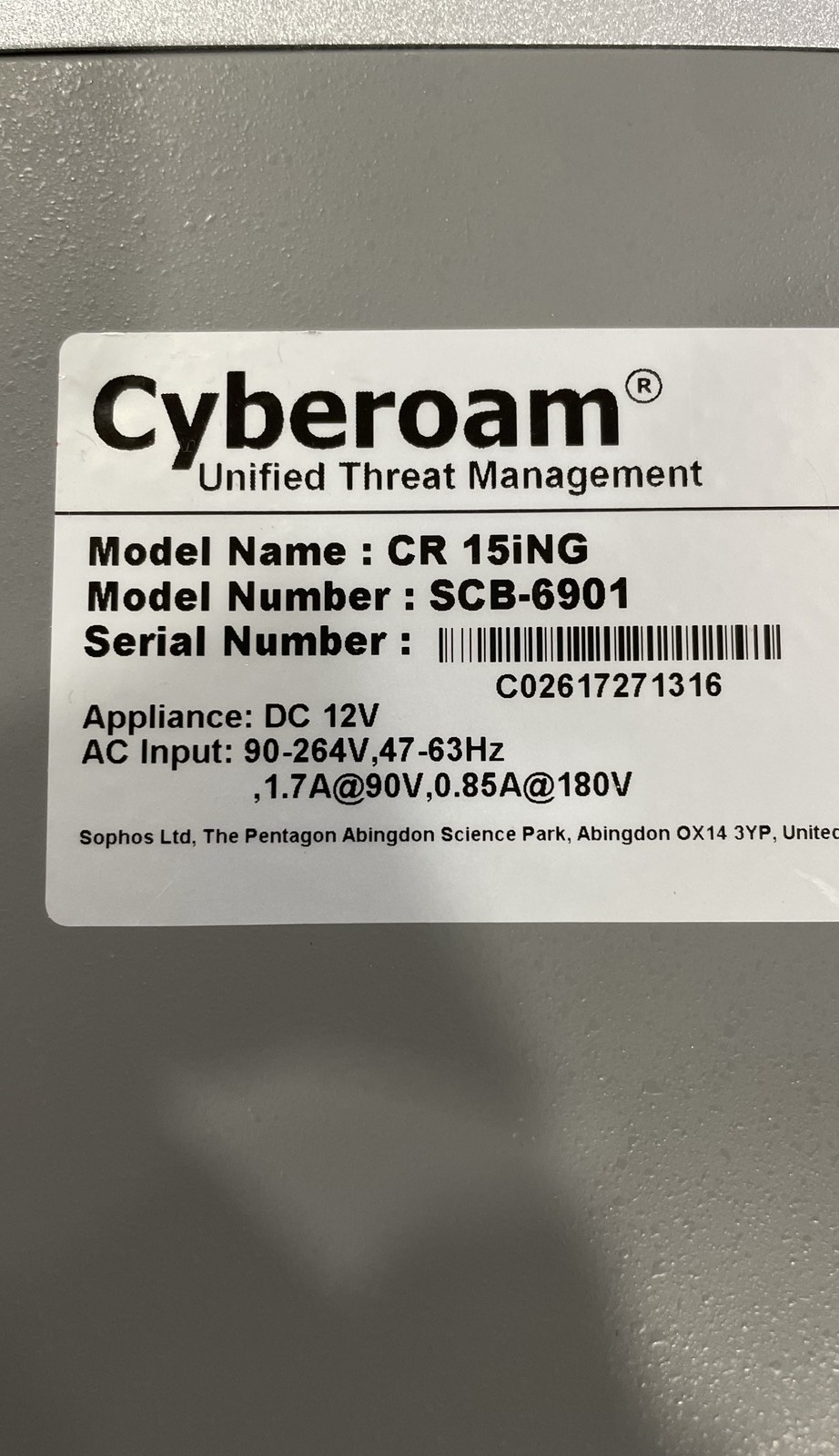 Cyberoam CR15iNG SCB-6901 Network Security Hardware Firewall Appliance