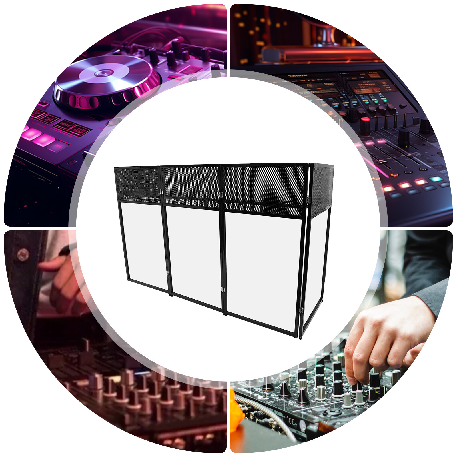 DJ Event Facade Black White Scrim Metal Frame Booth + 23“x73” Flat Table Top USA