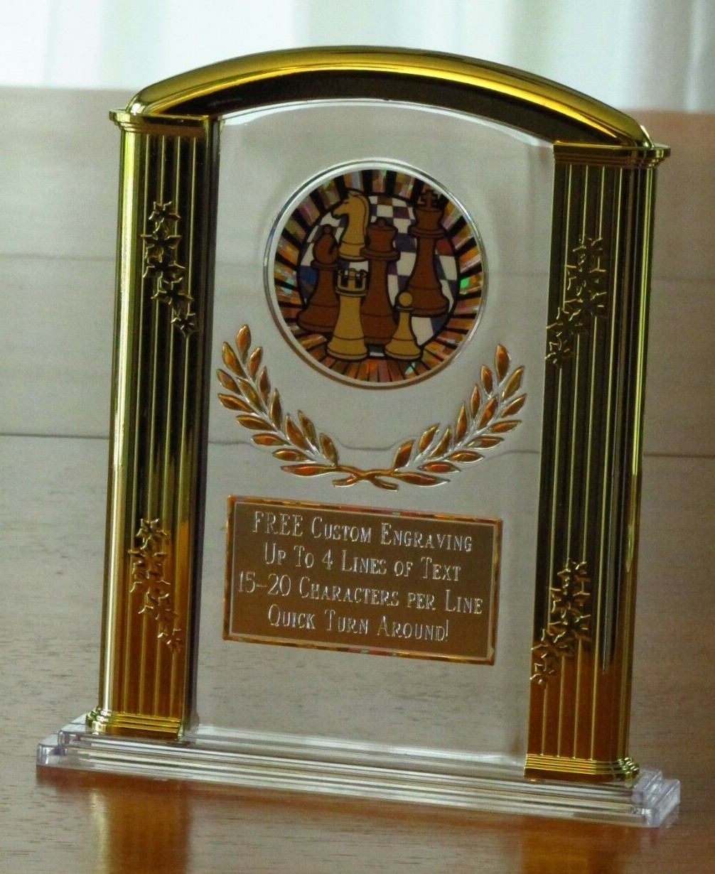 Chess 7" Acrylic Award Trophy FREE custom engraving