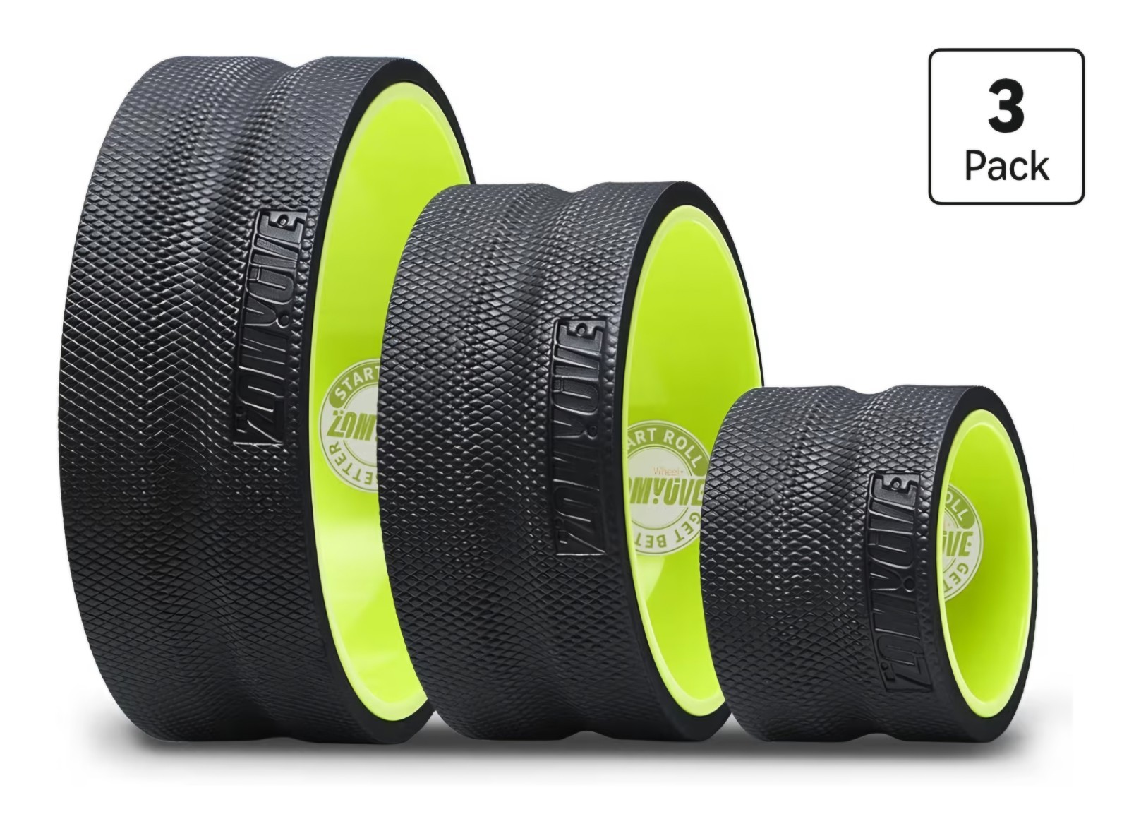 Back Roller Wheel - 3 Pack Yoga Foam Roller for Physical Therapy & Back...