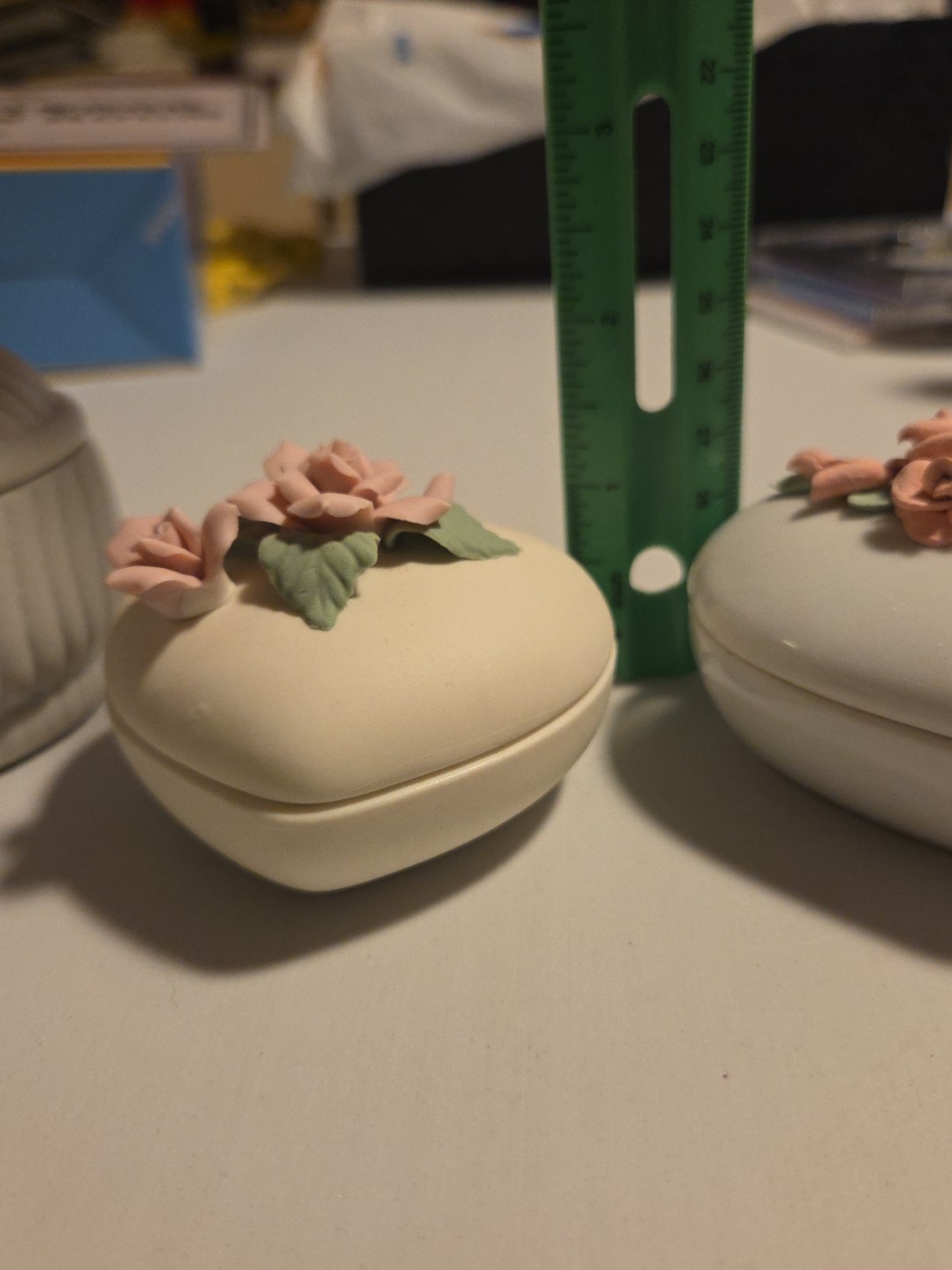 Three Heart Trinket Boxes 3D Flowers