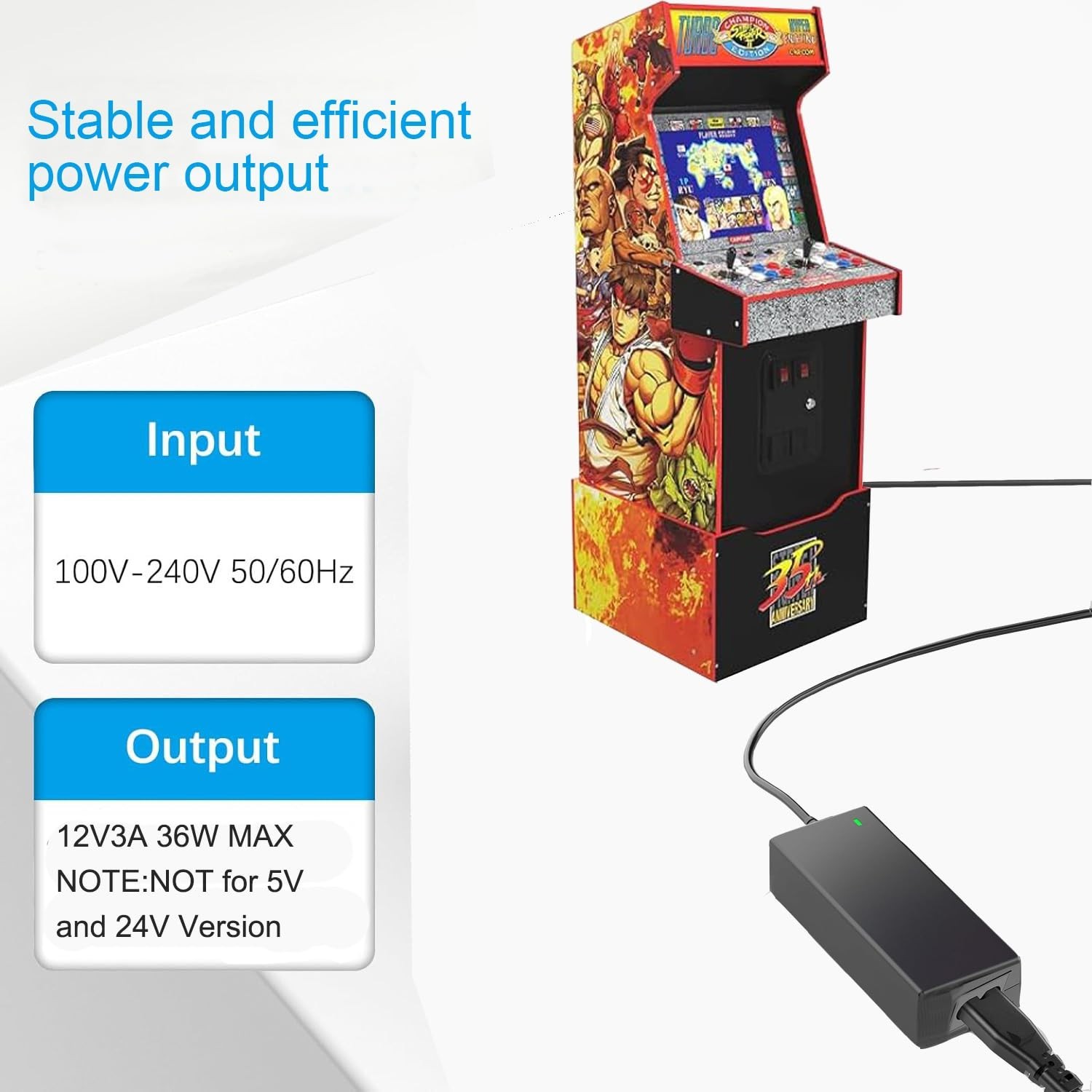 12V Power Cord Compatible with Arcade1up Game Machine Arcade 1up All Riser Co...