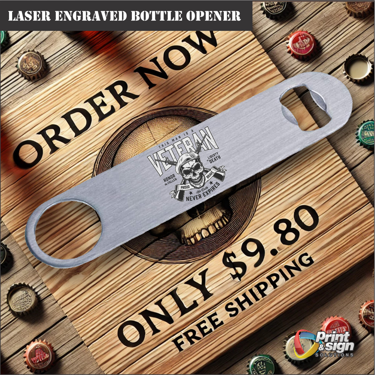 THIS MAN IS A VETERAN - Beer Bottle Opener Stainless Steel laser ENGRAVED