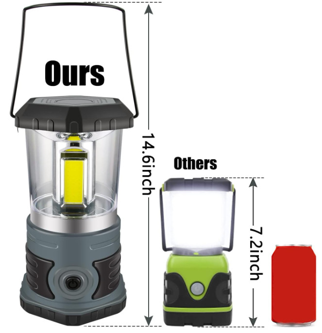 Linterna LED camping 1500 LM, 4 modos, pilas incluidas, resistente al clima