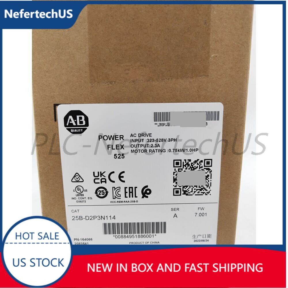 NEW AB 25B-D2P3N114 PowerFlex 525 0.75kW 1Hp AC Drive 25BD2P3N114 US Free Tax