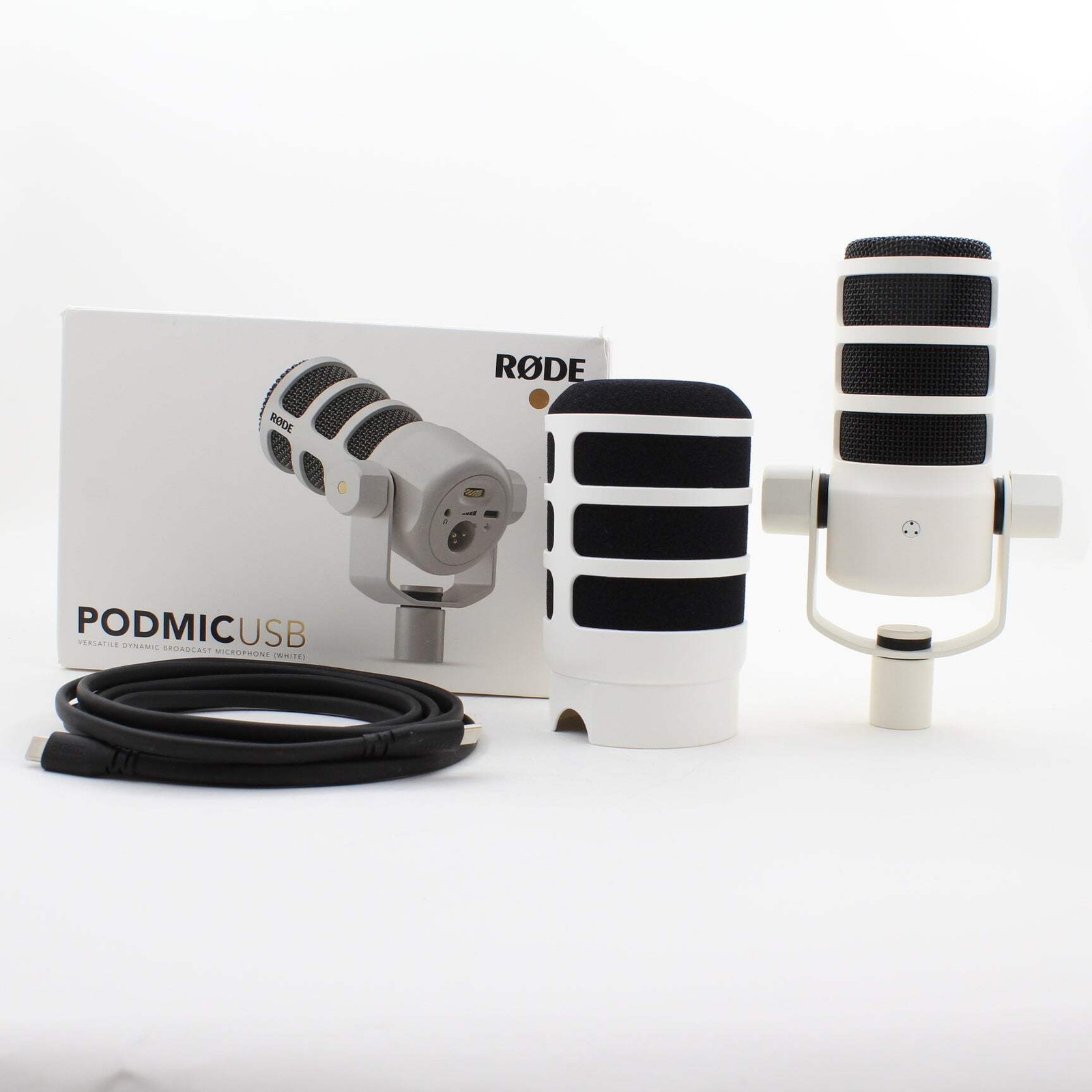 * OPEN BOX GOOD * RODE PodMic USB and XLR Dynamic Broadcast Microphone (White)