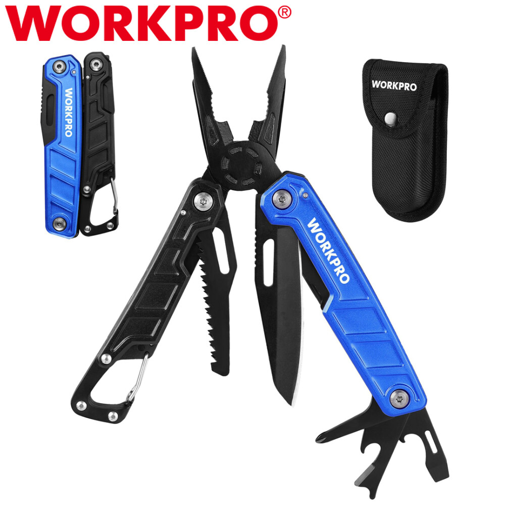 WORKPRO Multitool-11 in 1 Multitool Pliers EDC Multi Knives w/Pocket Clip Sheath