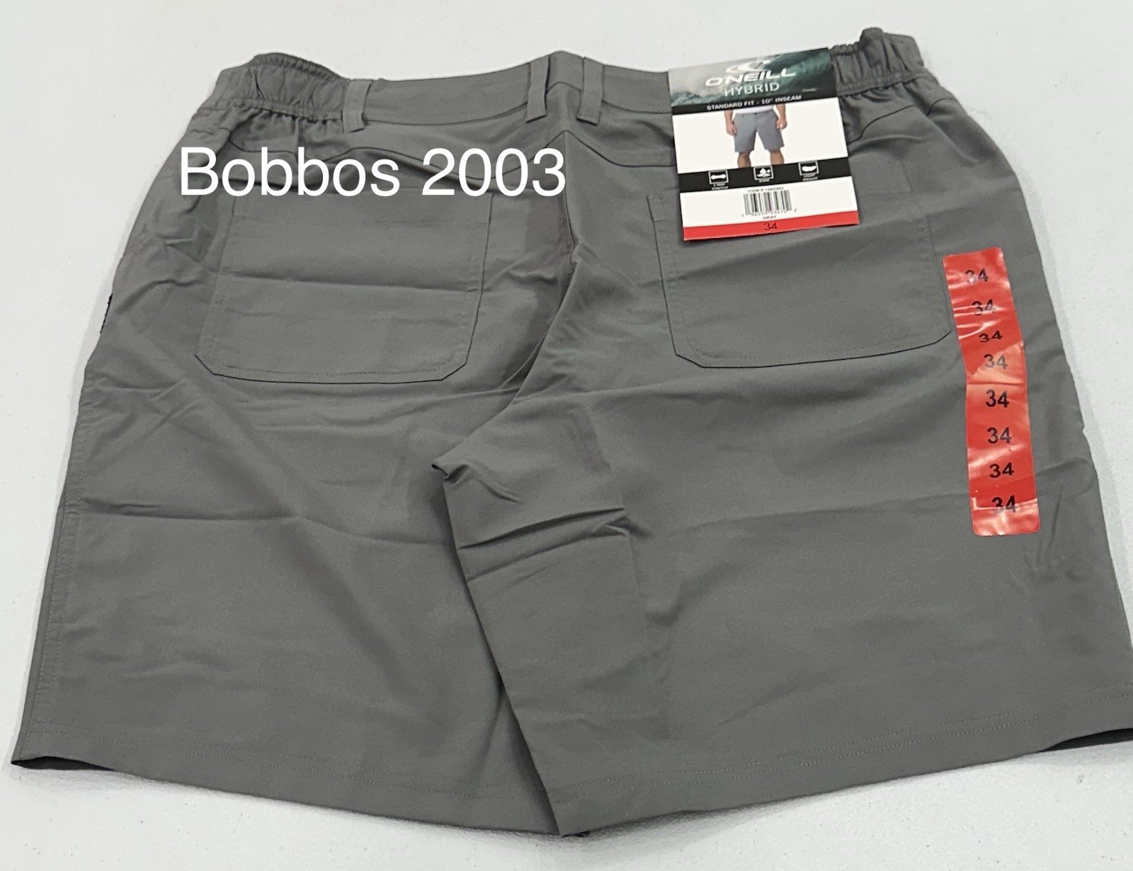 O'Neill Men's Hybrid Standard Fit 2-Way Stretch Shorts, Gray, Size 34