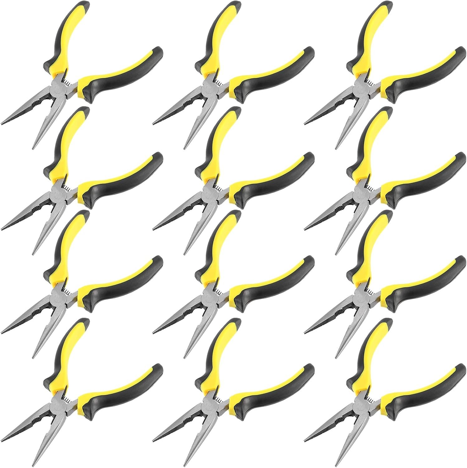 12 Pack 6 Inches Needle Nose Pliers with Wire Cutter and Spring, Black
