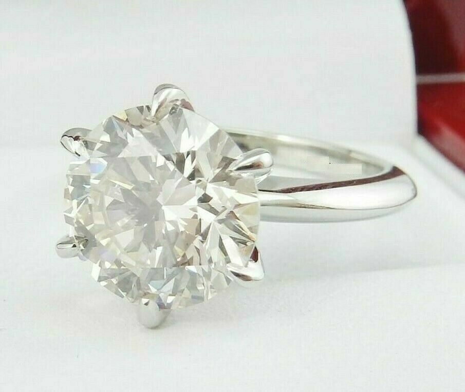 5 Ct. Off White Round Heated & Pressure Treated Diamond Solitaire Ring in Silver