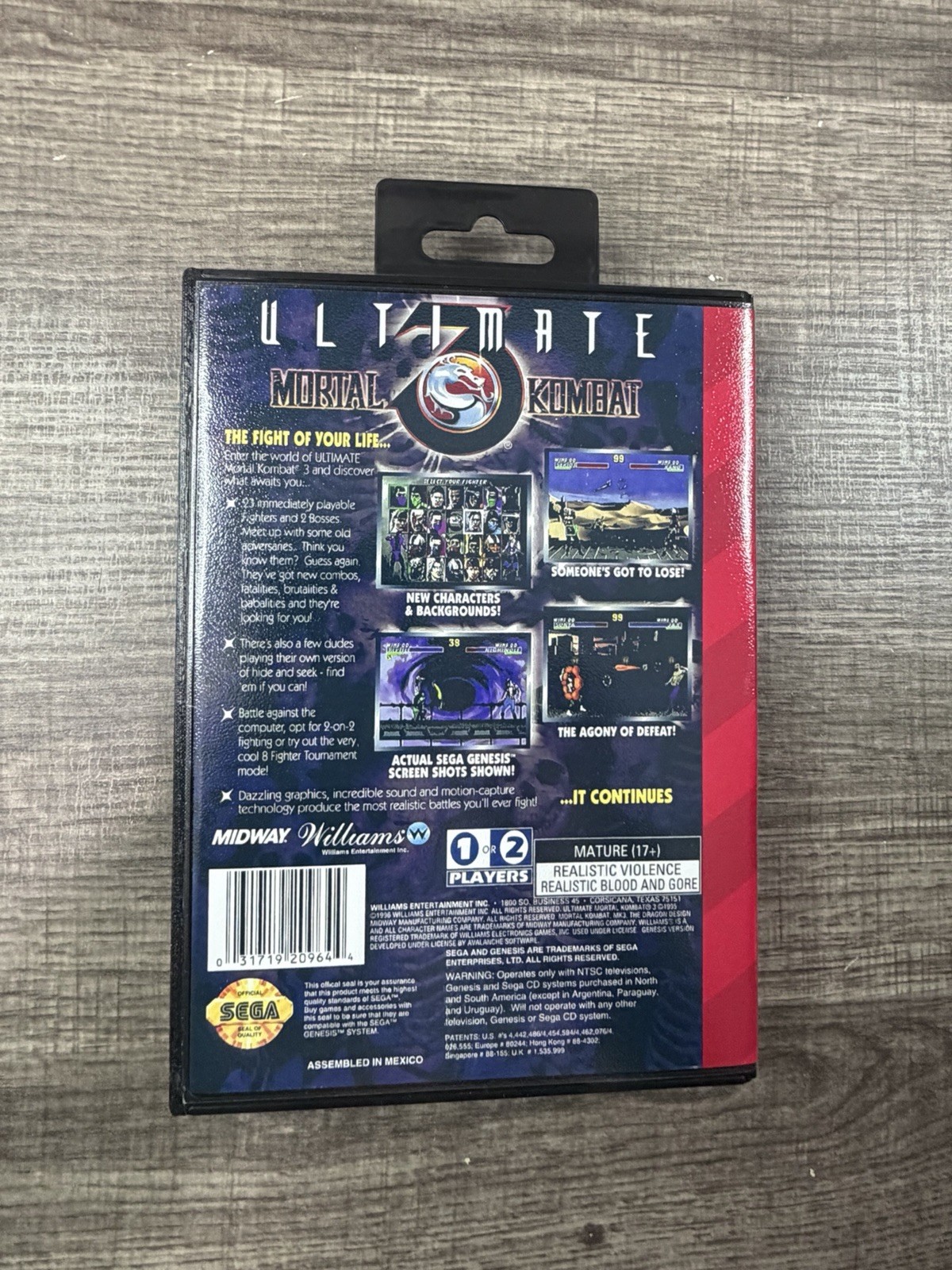 Ultimate Mortal Kombat 3 Custom Game Case For Sega Genesis *NO GAME*