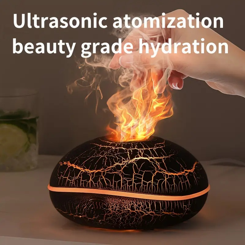 Flame Aromatherapy Diffuser Aroma LED Light Ultrasonic Air Humidifier 200ml