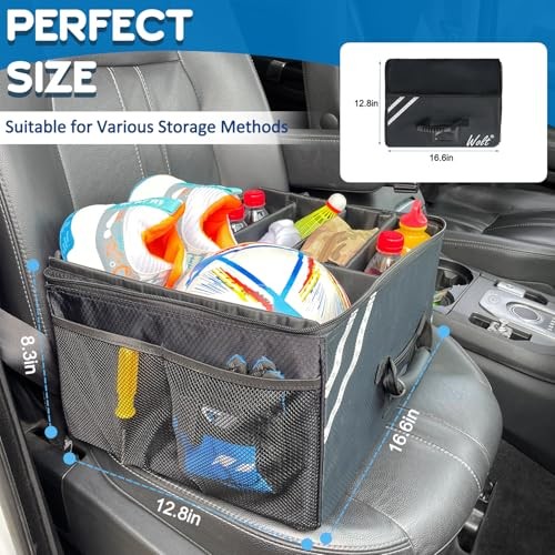 Car Trunk Organizer with Lid, Collapsible Multi Compartment SUV Black