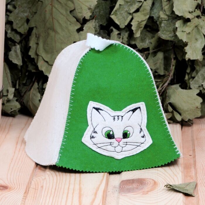 Kitten Kids Sauna Hat Russian Banya Wool Hat Шапка для Бани Банные Шапки КОТЕНОК