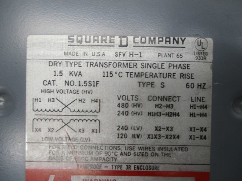 SQUARE D 1.551F TRANSFORMER NSNP