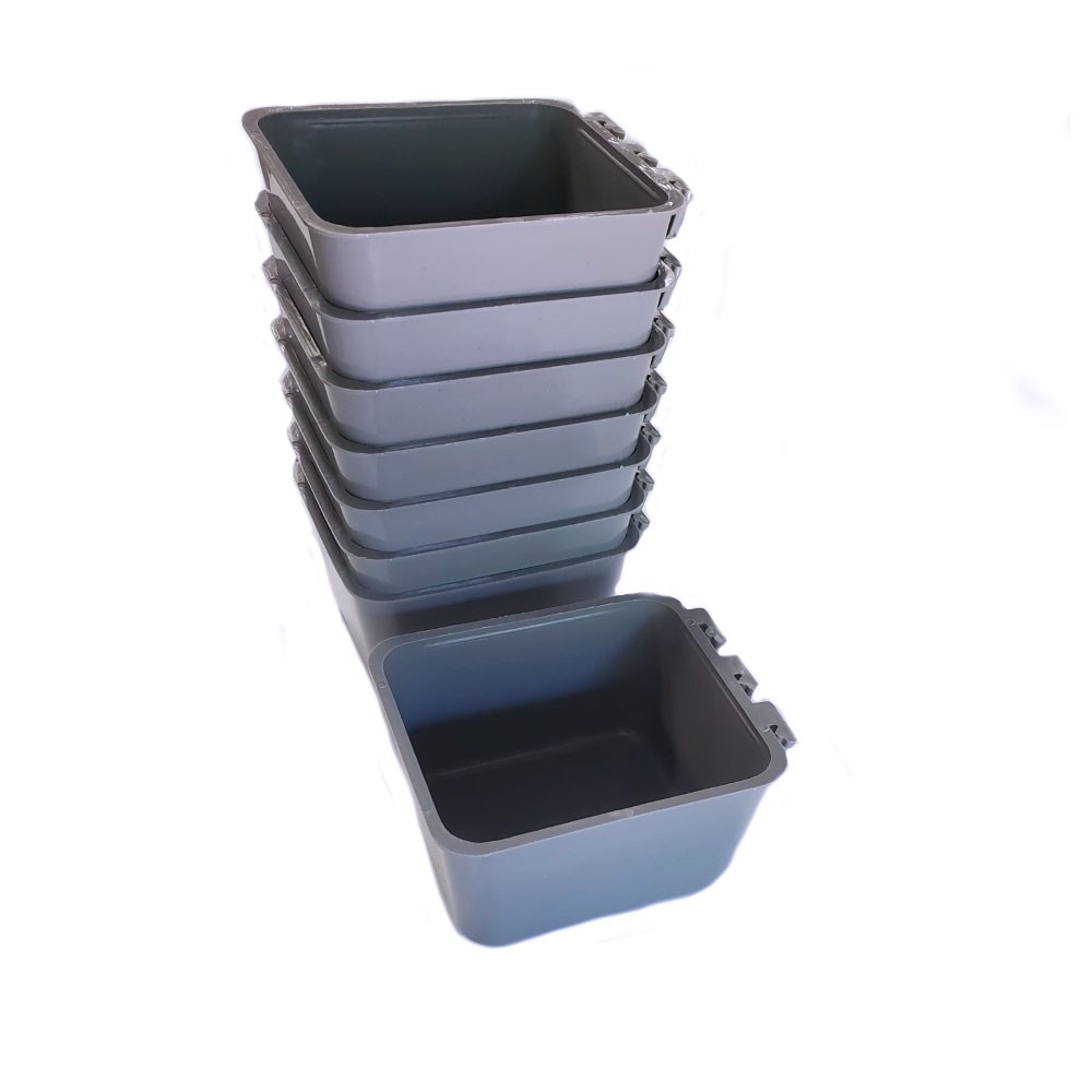 Cage Cups 8-pk Gray 1 Pint / 16 fl oz Hanging Feed & Water Cups Chicken Poultry