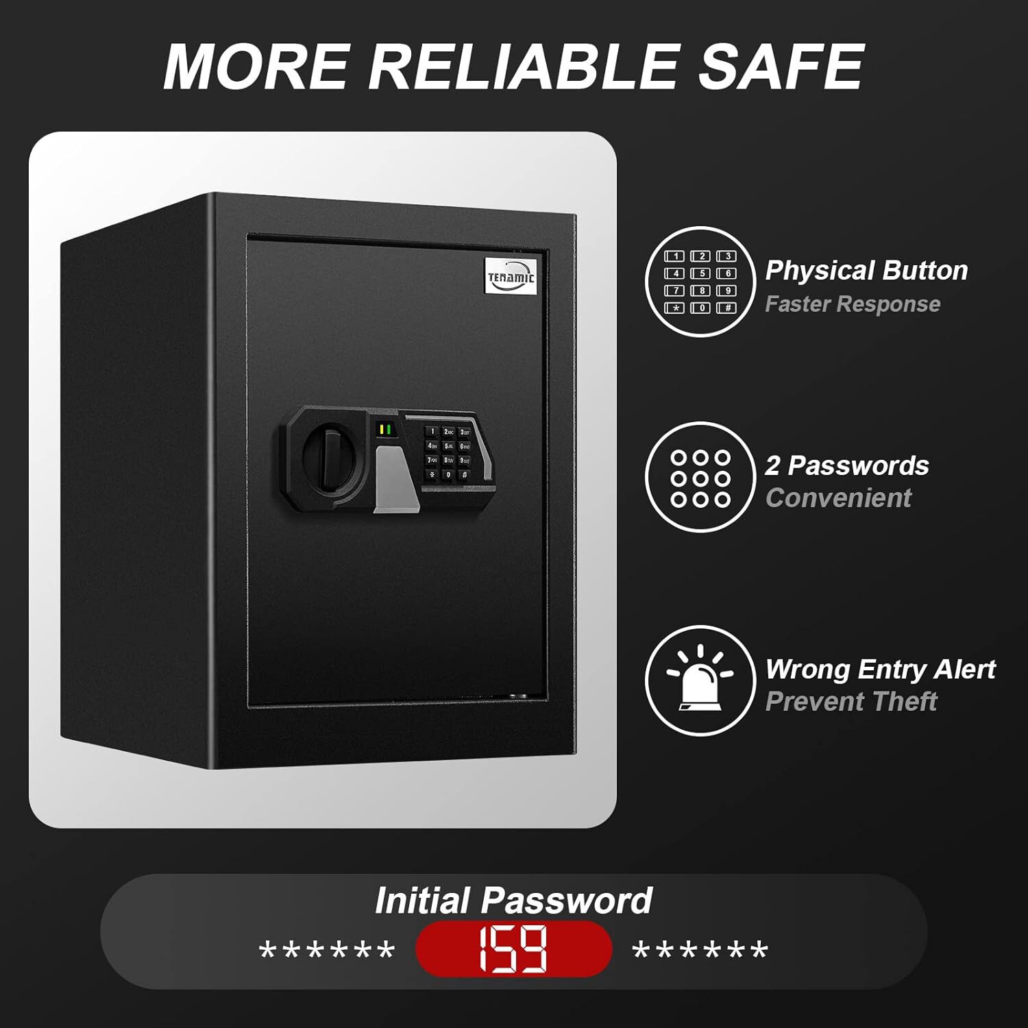 2.2 Cu. ft. Fireproof Safe Box Electronic Digital Security Box，Black