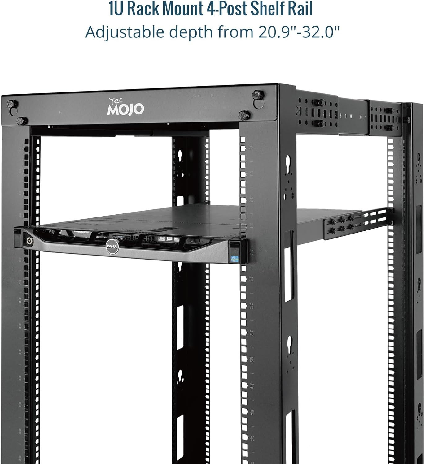 1U Universal Rack Mount Rails,4-Post Server Rack Shelf Rail with 20.9"-32" Adjus