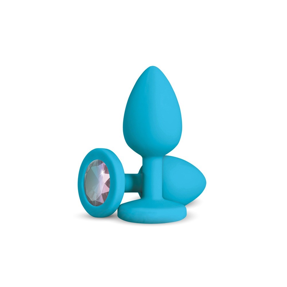 Gemma Clear Iridescent Gem Teal Silicone Plug - M
