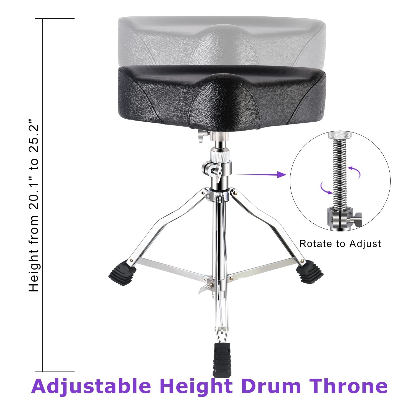 EASTROCK Drum Throne Adjustable Height, Drum Stools Rotatable Padded Motorcyc...