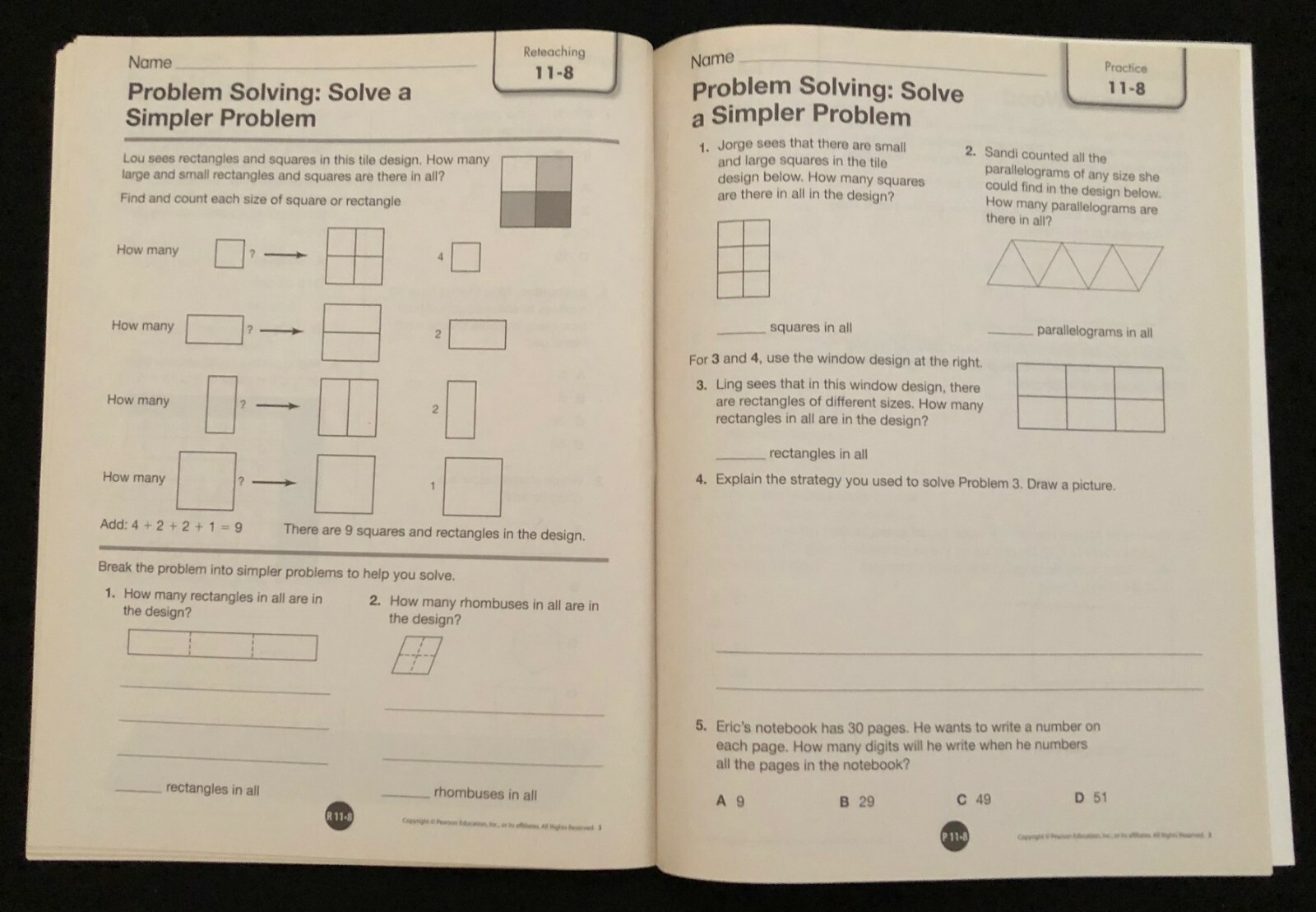3rd Grade - TEACHER'S RESOURCE MASTERS (5 book set) (2012, Pearson)