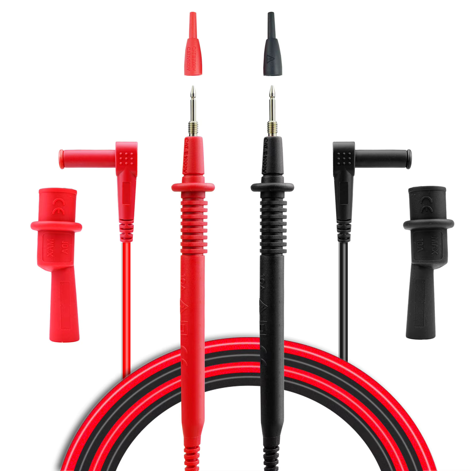 ZIBOO KIT-14 Replacement Test Lead Set Right Angle,with Threaded Alligator Clips