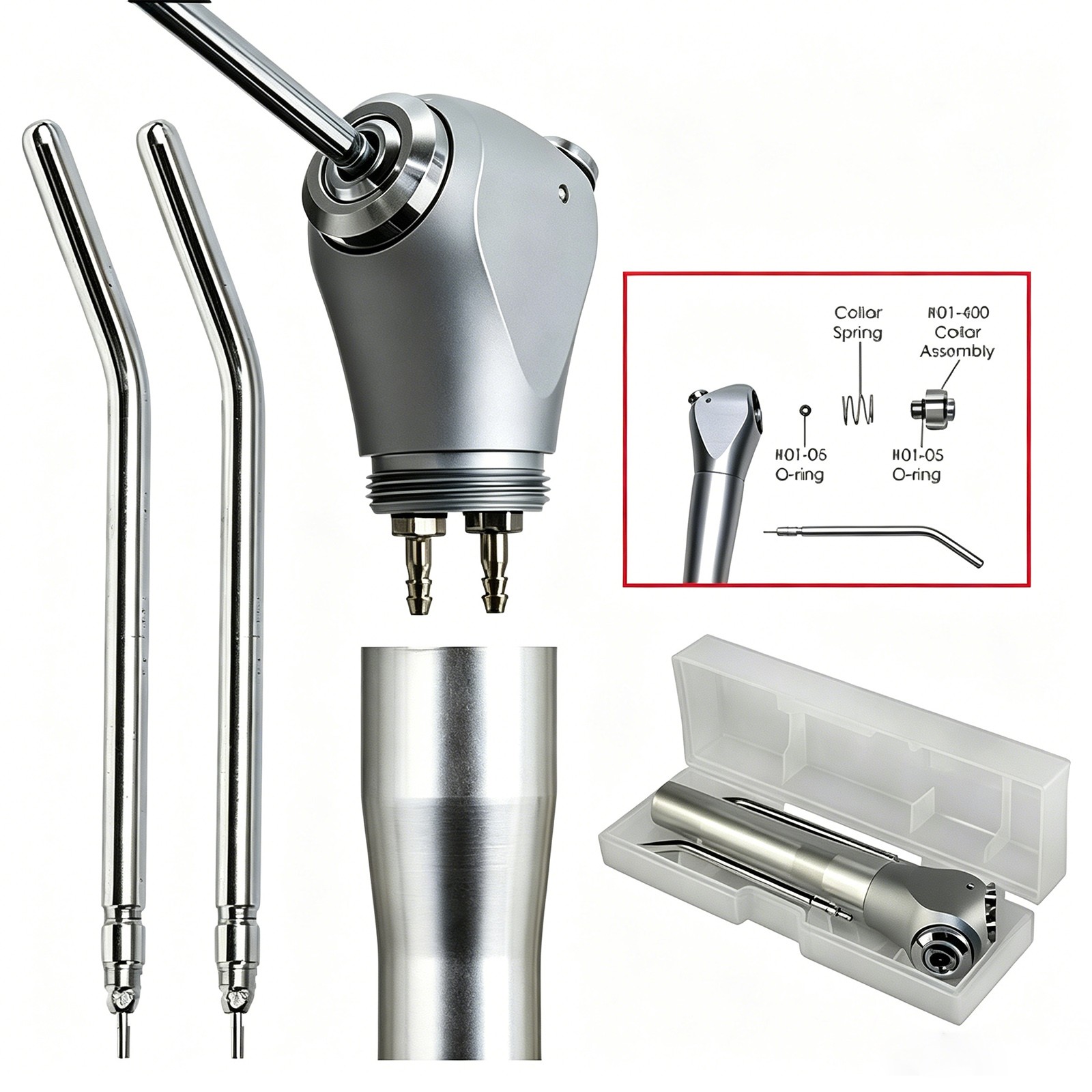 Dental Air Water Spray Triple Syringe 3 Way Handpiece w/ 2 Nozzles Tips Tubes