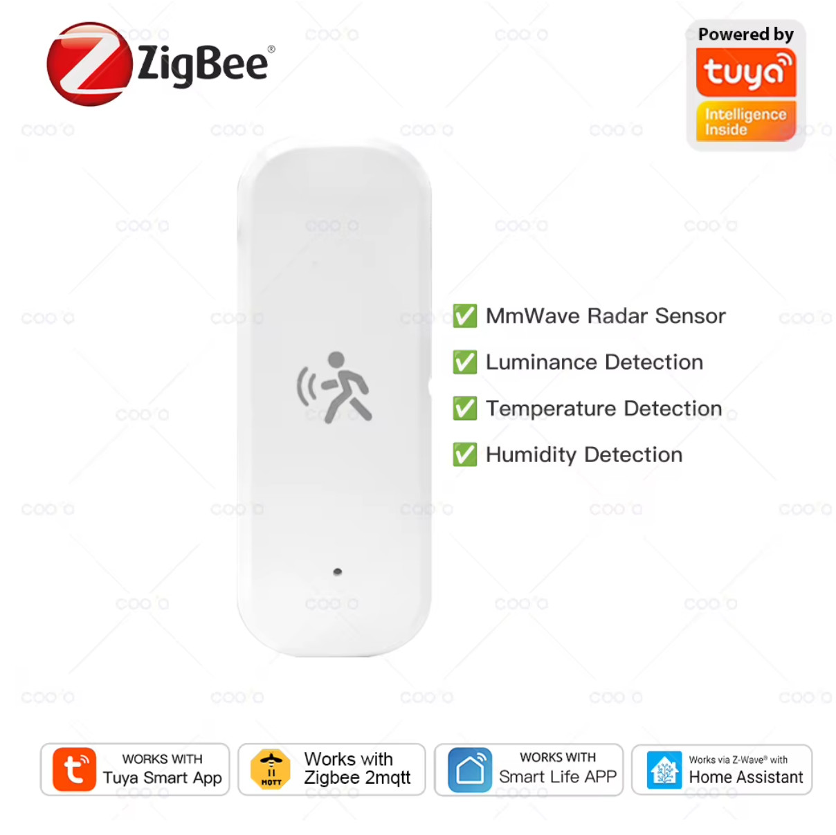 Zigbee10G MmWave Radar Motion Sensor Human Detector with Illuminance Temperature