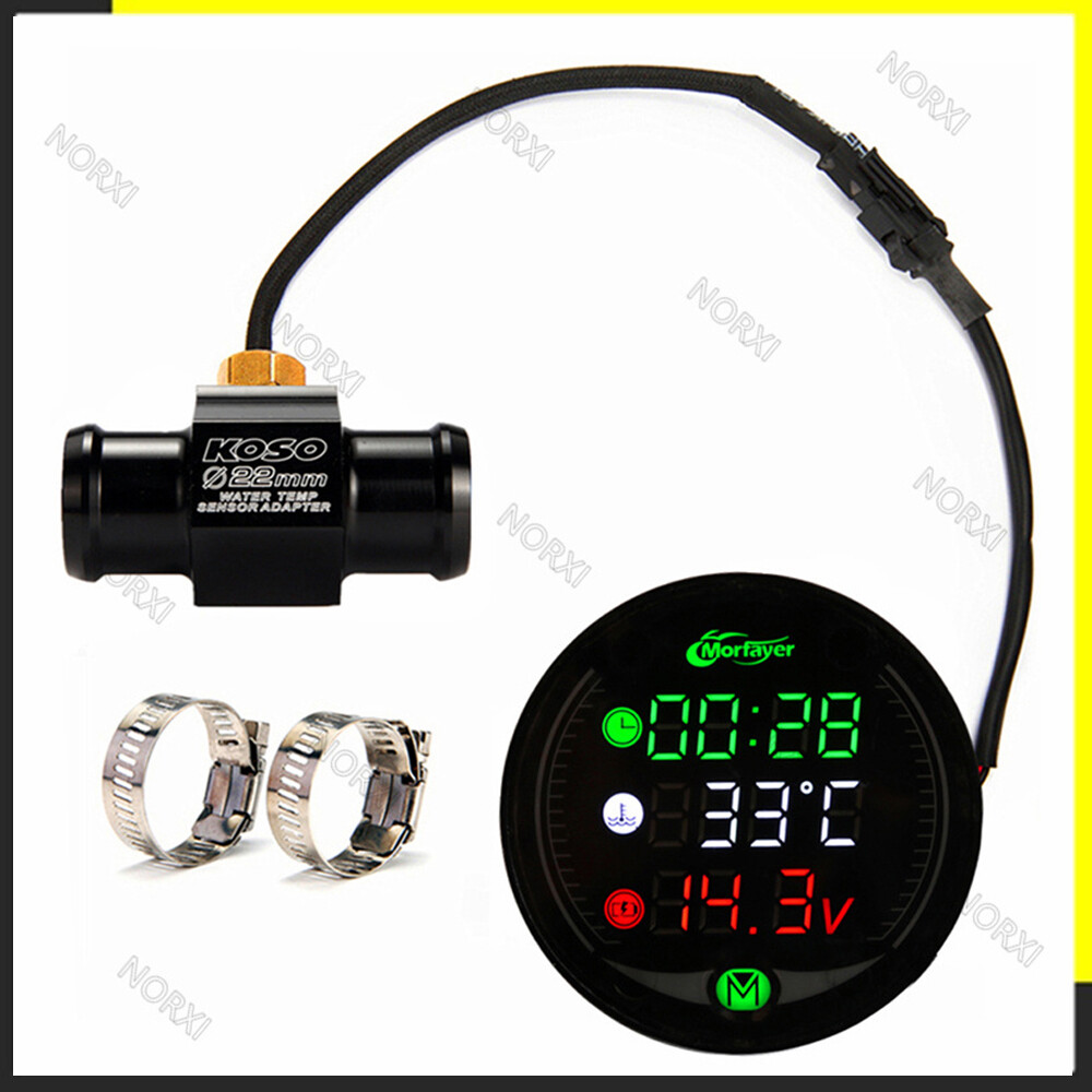 Motorcycle Water Temperature voltage Hour counter meter 5 in 1 Universal