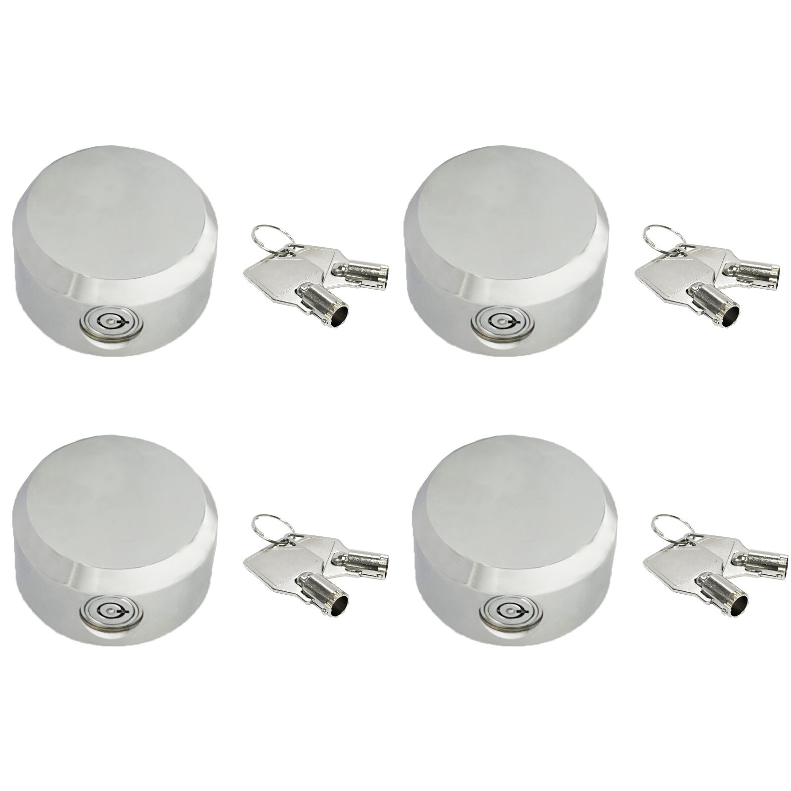 Lot of 4 Hidden Shackle Hockey Puck Round Padlock Van Trailer Tubular Key