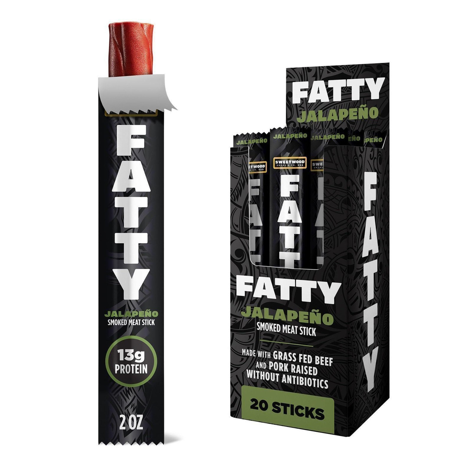 FATTY Meat Sticks, Made with Grass Fed Beef, Pork Raised Without Antibiotics,...