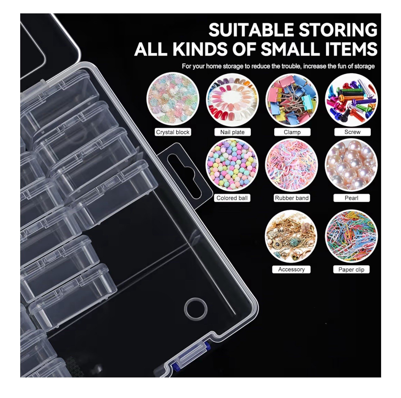 Bead Organizer Box, 31 Pcs Small Clear Plastic Bead Storage Cases, Mini Rectangl