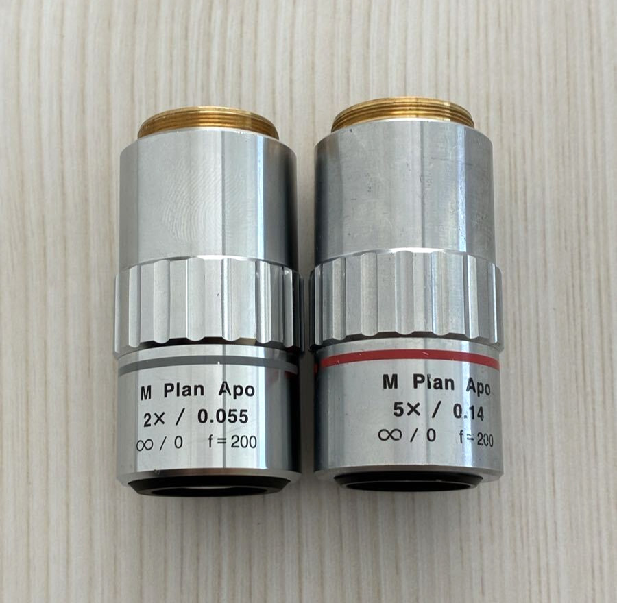 Mitutoyo M Plan Apo Objective Lens Set 2X / 0.055 & 5X / 0.14 Made in Japan Used
