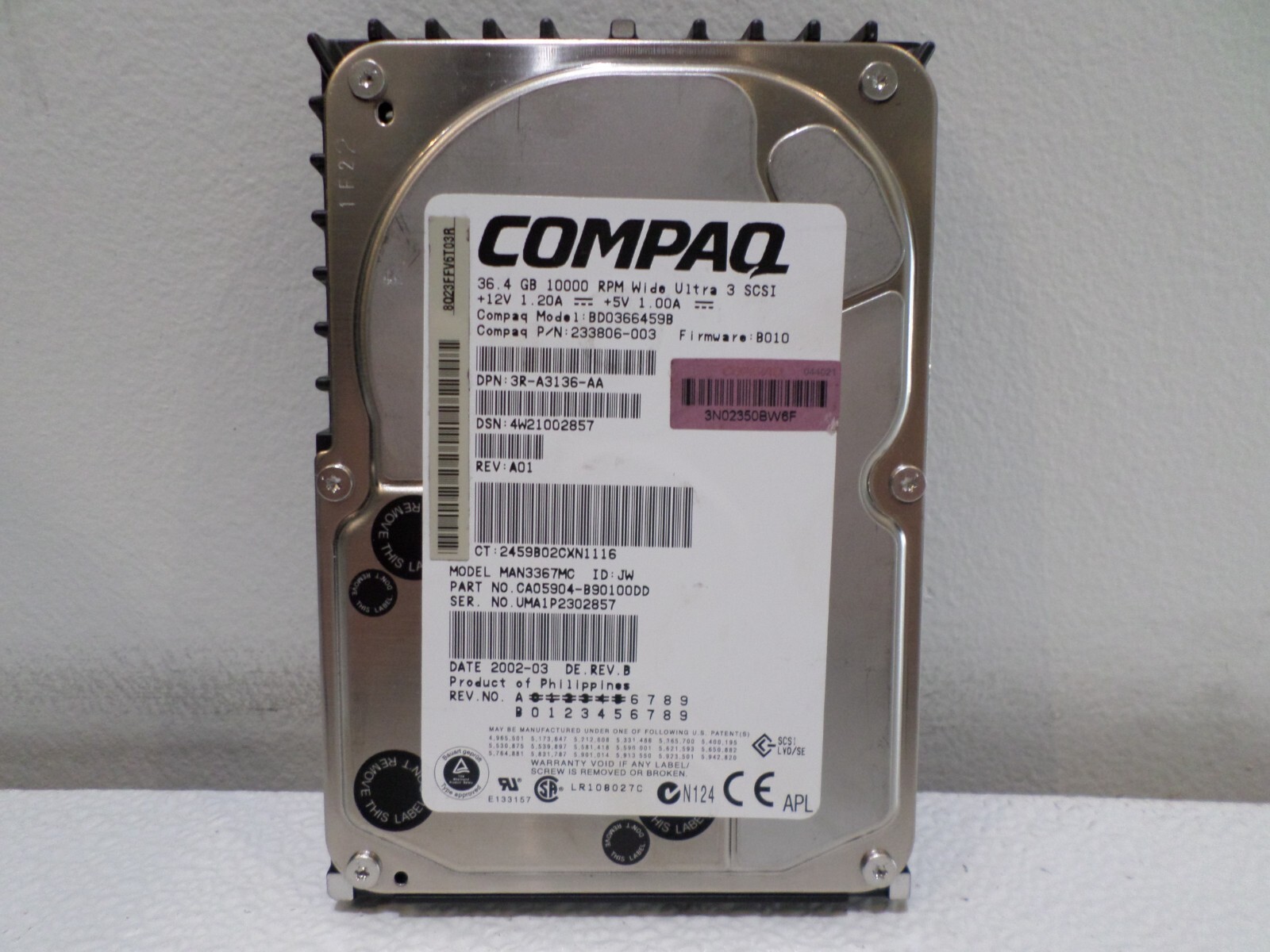 OEM COMPAQ 233806-003 36.4 WIDE ULTRA3 SCSI Hard Drive