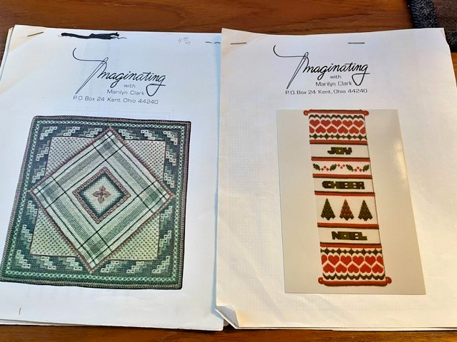Vtg Imaginating CHRISTMAS BANNER & TEACHING PILLOW Ctd Thrd Patrns-Marilyn Clark