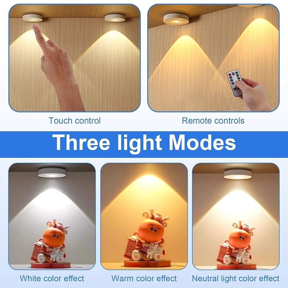 6PCS LED Motion Sensor Night Light USB Rechargeable for Cabinet Closet Stair