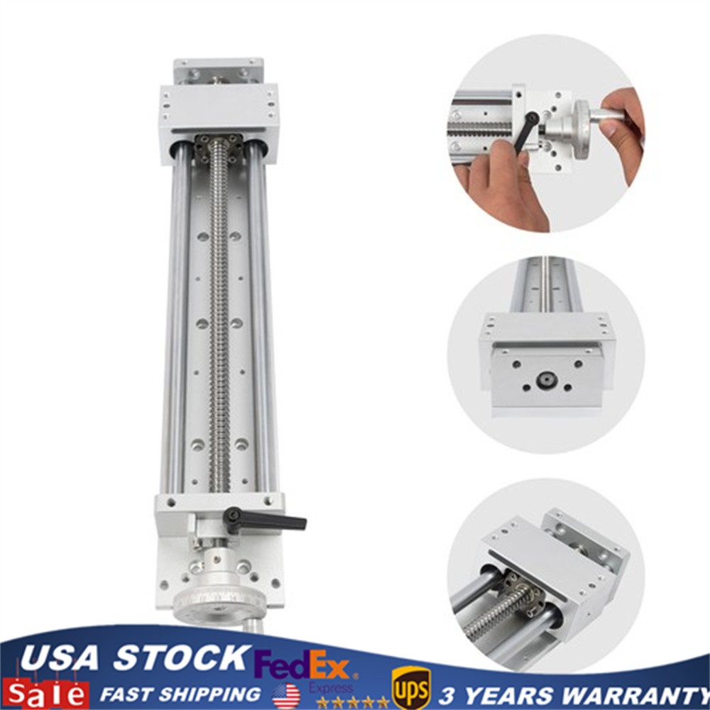 Linear Guide Rail 400mm Ballscrew XY Stage Sliding Table W/ Hand Wheel Lock.