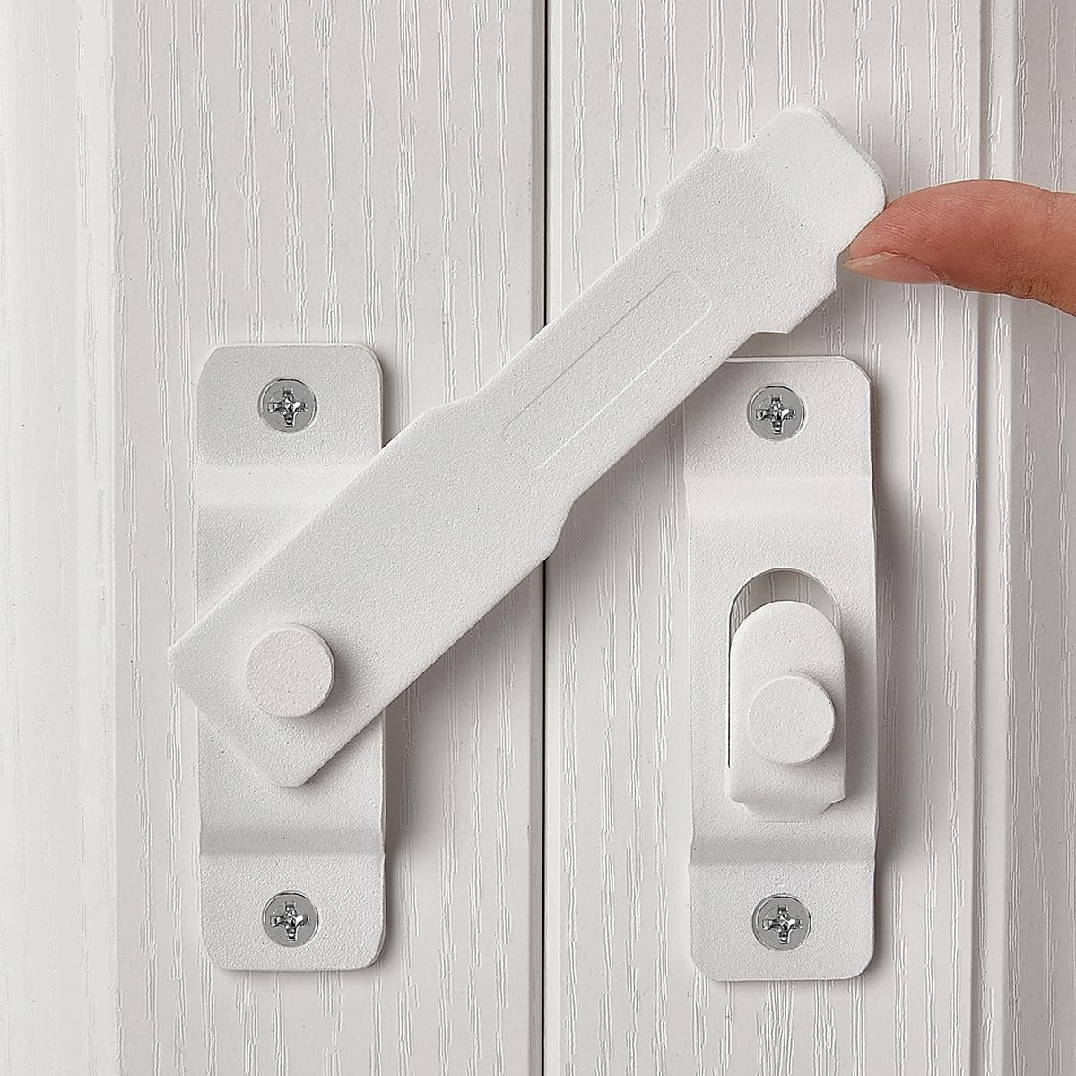 Wocoe 3 Packs Matte White Stainless Steel Barn Door Latches, 4.33" x 3.23", M...