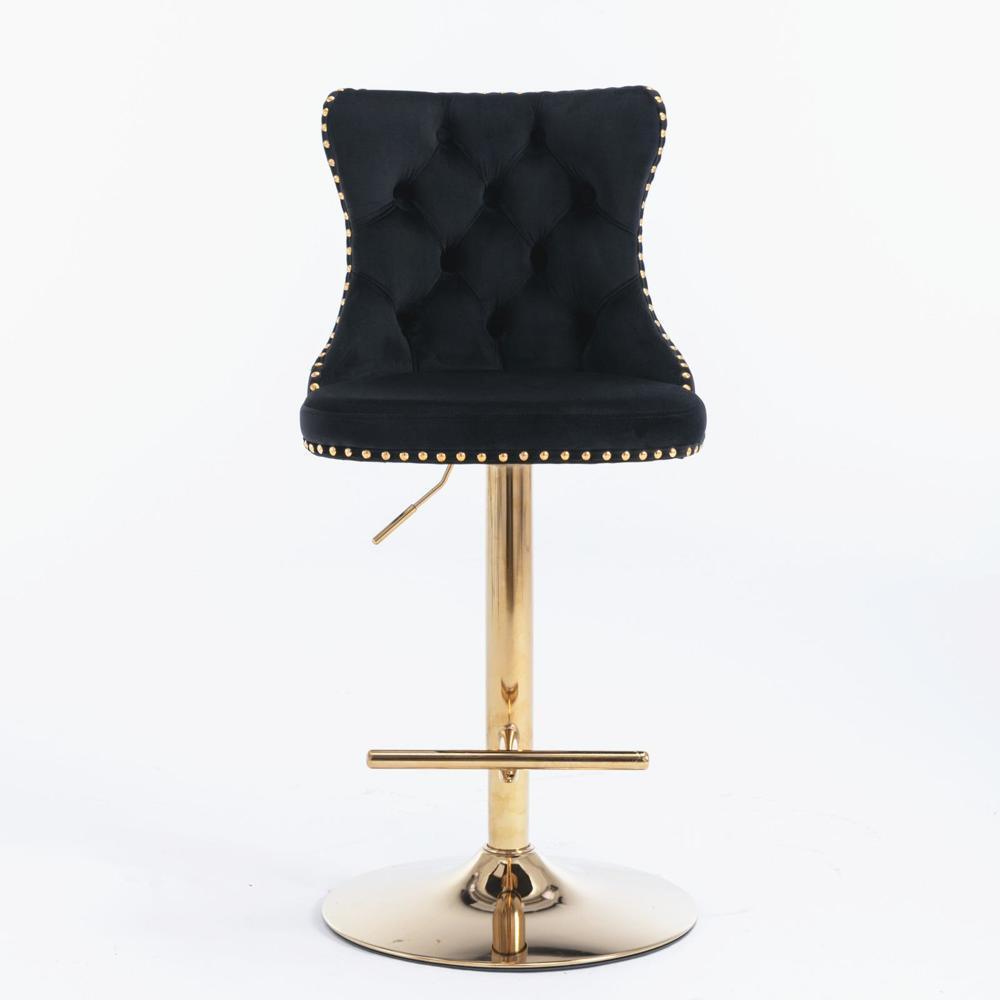 New Practical Modern Set of 2 Velvet Barstools Adjusatble Height from 25-33 Inch