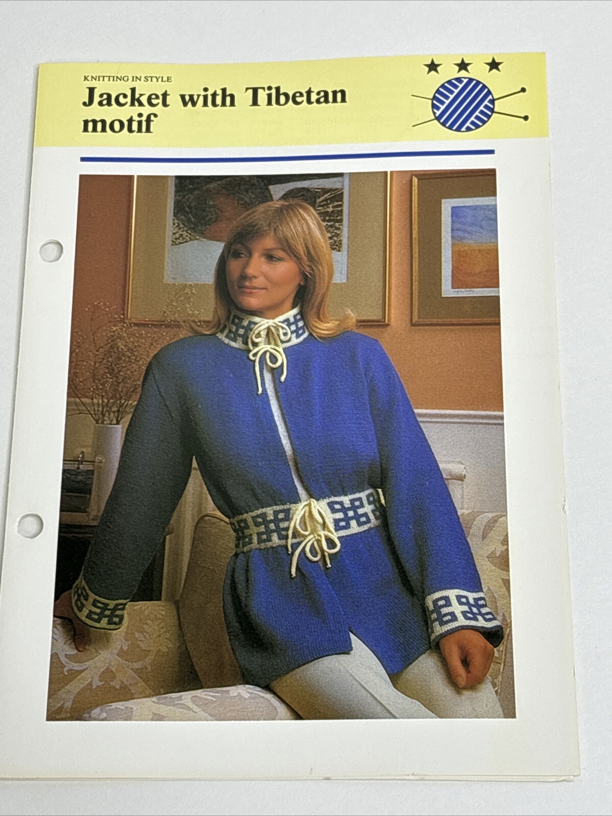 Jacket With Tibetan Motif Women's Knitting Pattern Card